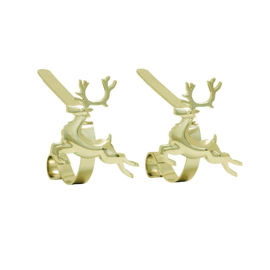 Original MantleClip&#xAE; Gold Reindeer Icons Stocking Holders, 2ct.